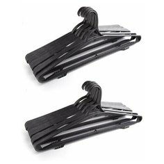 Вешалка-плечики для верхней одежды PlastOn, пластиковая, усиленная, черная, набор 10 шт.