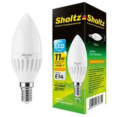 Светодиодная лампа Sholtz свеча 11Вт E14 2700К C37 220-240В керамика + пластик