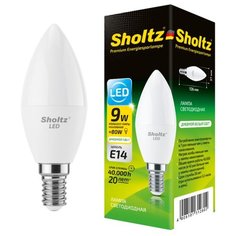 Светодиодная лампа Sholtz свеча 9Вт E14 4000К C37 220-240В пластик