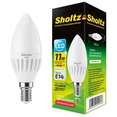 Светодиодная лампа Sholtz свеча 11Вт E14 4200К C37 175-265В керамика + пластик