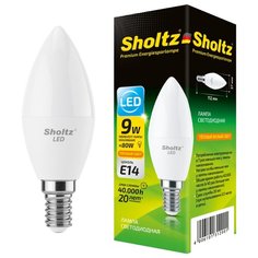 Светодиодная лампа Sholtz свеча 9Вт E14 2700К C37 220-240В пластик
