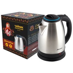 ЧАЙНИК ЭЛЕКТР. "МАТРЁНА" MA-001 1,8 Л (1/12) СТАЛЬ, КРЫШКА ГОЛУБАЯ