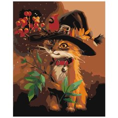 Котик в шляпе Раскраска по номерам на холсте Живопись по номерам Z-AB51 40х50