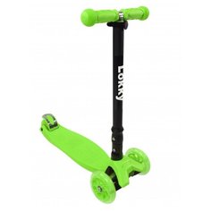 Трехколесный самокат Forest Kids Lokky со светящимися колесами Green