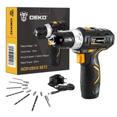 Аккумуляторная дрель-шуруповерт DEKO GCD12DU3 SET2 FU-Li-Ion + оснастка 13 шт, 12В, 1х1.5Ач, з/у
