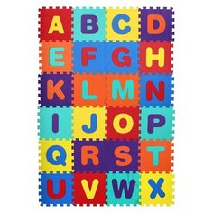 Развивающий коврик-пазл детский, Английский алфавит, 26 пазлов, размер одного пазла 31х31 см, толщина 1 см, фигурки вынимаются Компания Друзей