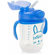Dr.Browns Поильник с гибкой трубочкой с грузиком, синий, 270 мл