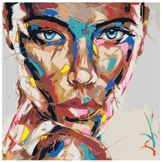 Взгляд радужной девушки Раскраска картина по номерам на холсте RO194 40х40