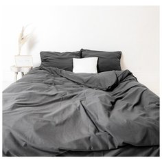 Комплект постельного белья Grazia-Textile Евро однотонный СЕРЫЙ, Сатин, наволочки 50x70 2 шт.
