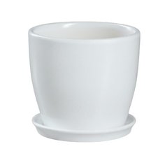 Горшок Керамика ручной работы с поддоном Осень глянец 13 х 12 см белый