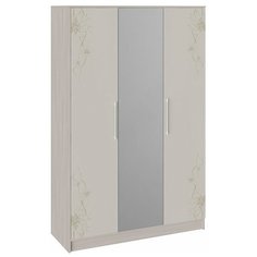 Шкаф комбинированный Мишель (Ясень шимо/Бежевый фон глянец с рисунком) Triya