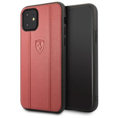 Чехол CG Mobile Ferrari Stamped logo Embossed lines Hard Leather для iPhone 11, цвет Красный