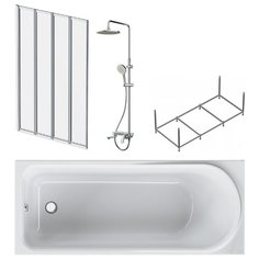 Ванна комплект 4в1 Like W80ASET-170AC :ванна 170х70, каркас, душевая система, шторка на борт ванны Am.Pm