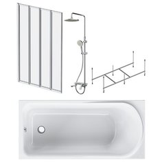 Ванна комплект Like W80ASET-150AC 4в1: ванна, каркас, душевая система, шторка на борт ванны Am.Pm