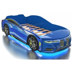 Кровать Romack Boxter голубая 160*80 +подсветка дна и фар +объемный капот