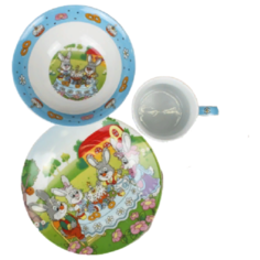 Набор детской посуды, Доляна, Крольчата на обеде, 3 предмета