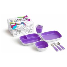 Набор посуды Splash 7 предметов: 3 миски, стаканчик, столовые приборы ц. фиолетовый Munchkin