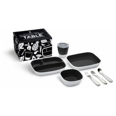 Набор посуды Splash 7 предметов: 3 миски, стаканчик, столовые приборы ц. черный Munchkin