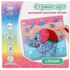 Сделай сам картину Veld co 86588 в технике стринг арт "Слоник" 20*20см