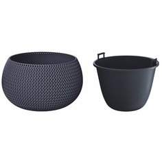 Кашпо для цветов SPLOFY BOWL DKSP370-S433 антрацит 2 предмета 9л Prosperplast