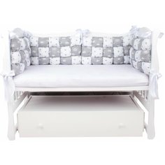 Борт Бонбон в кроватку 6 предметов (6 подушек-бортиков) AmaroBaby Royal care (бязь, серый)