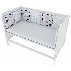 Бортик в кроватку 12 предметов (12 подушек-бортиков) AmaroBaby КОСМОС (белый)