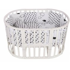 Борт в кроватку 12 предметов (12 подушек-бортиков) AmaroBaby HOME ELITE(черн (белый/сер,поплин/бязь)