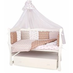 Борт в кроватку 12 предметов (12 подушек-бортиков) AmaroBaby ROYAL BABY (бязь, коричневый)