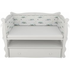 Бортик в кроватку на молнии (4 подушки-бортика) AmaroBaby Горы, белый/мята (перкаль)