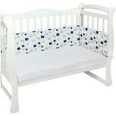 Двухсторонний бортик в кроватку 4 предмета (бортики на молнии) AmaroBaby Космос