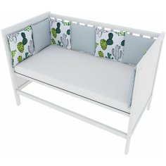 Бортик в кроватку 12 предметов (12 подушек-бортиков) AmaroBaby КАКТУСЫ (белый)