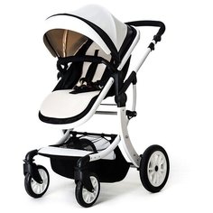 Коляска-трансформер Farfello Aimile 608B, белый/черный, цвет шасси: белый