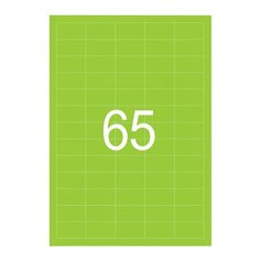 Этикетка самоклеящаяся 38х21,2 мм, 65 этикеток, неоново-зеленая, 65 г/м2, 50 листов, STAFF, 128846 128846