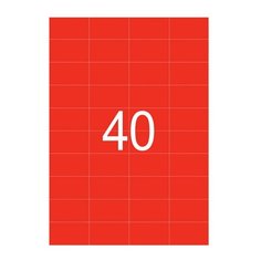 Этикетка самоклеящаяся 52,5х29,7 мм, 40 этикеток, неоново-красная, 65 г/м2, 50 листов, STAFF, 128838 128838