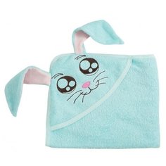 Twinklbaby Полотенце с капюшоном Fun Dry Зайка банное 80х100 см бирюзовый/розовый