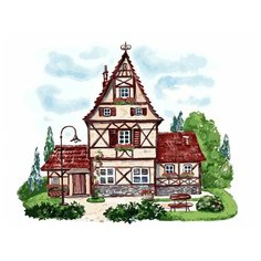 Живопись на холсте 30*40 см 069-AS Домик с башенкой Белоснежка