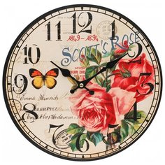 Часы настенные "Розовый куст", диаметр 34 см Белоснежка