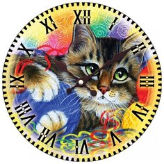 Часы настенные "Котик с клубочками", диаметр 34 см Белоснежка