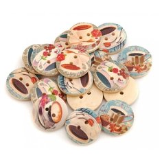 882-DB Пуговицы декоративные Чашка 25 шт. 2 см. цветные Белоснежка