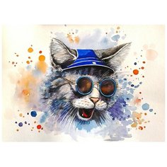 Картина по номерам с цветным холстом Molly 30х40 см Кот-рокер