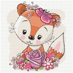 Картина по номерам Molly 20х20 см Лисенок в цветах