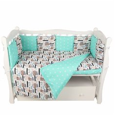 Комплект в кроватку 15 предметов (3+12 подушек-бортиков) AmaroBaby Трасса (бязь)