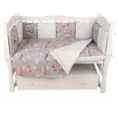 Комплект в кроватку 15 предметов (3+12 подушек-бортиков) AmaroBaby Путешественники (бязь)