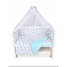 Комплект в кроватку 7 предметов (6+4 подушки-бортика на молнии) AmaroBaby Ёжики (бязь)