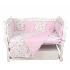 Комплект в кроватку 15 предметов (3+12 подушек-бортиков) AmaroBaby Мышата в облаках (поплин)