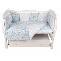 Комплект в кроватку 15 предметов (3+12 подушек-бортиков) AmaroBaby Маленький принц (поплин)