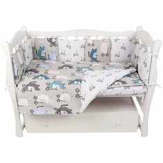 Комплект в кроватку 15 предметов (3+12 подушек-бортиков) AmaroBaby Велосипедисты (поплин)