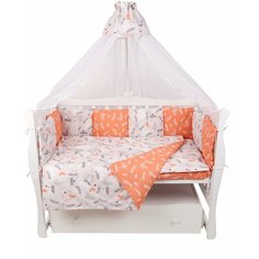 Комплект в кроватку 15 предметов (3+12 подушек-бортиков) AmaroBaby Лес (поплин)