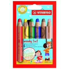 STABILO Цветные карандаши Woody 3 in 1 6 цветов (8806)