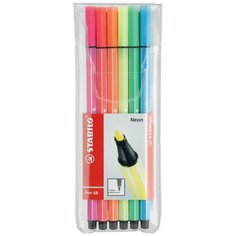 Набор фломастеров STABILO PEN 68 НЕОН 6 цв пластиковый футляр